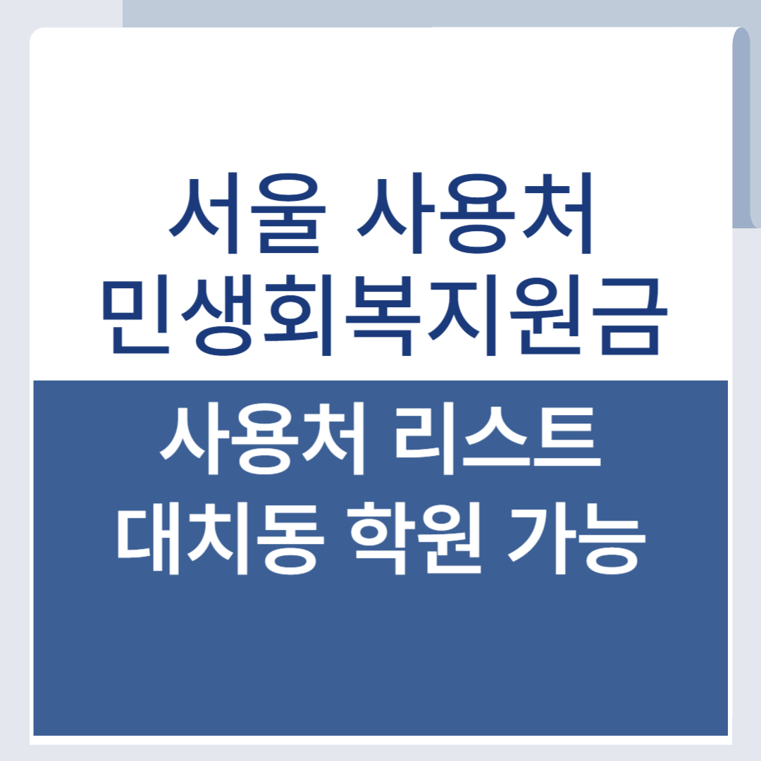 서울 민생회복지원금 사용처 리스트 대치동 학원 가능