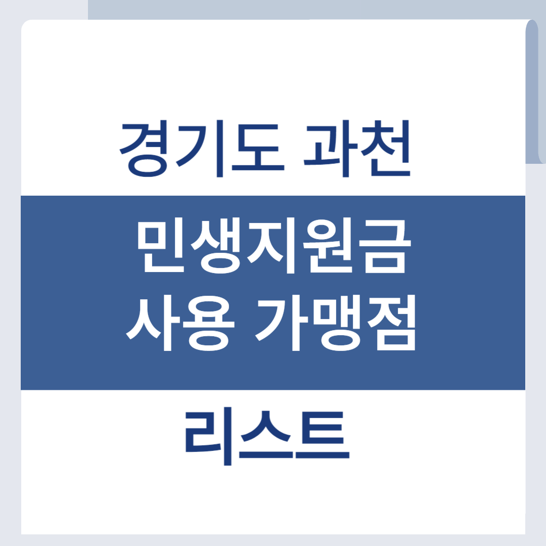 경기도 과천 민생지원금 사용처 조회