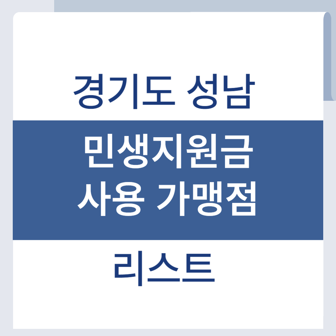성남 민생회복지원금 사용처 조회 분당