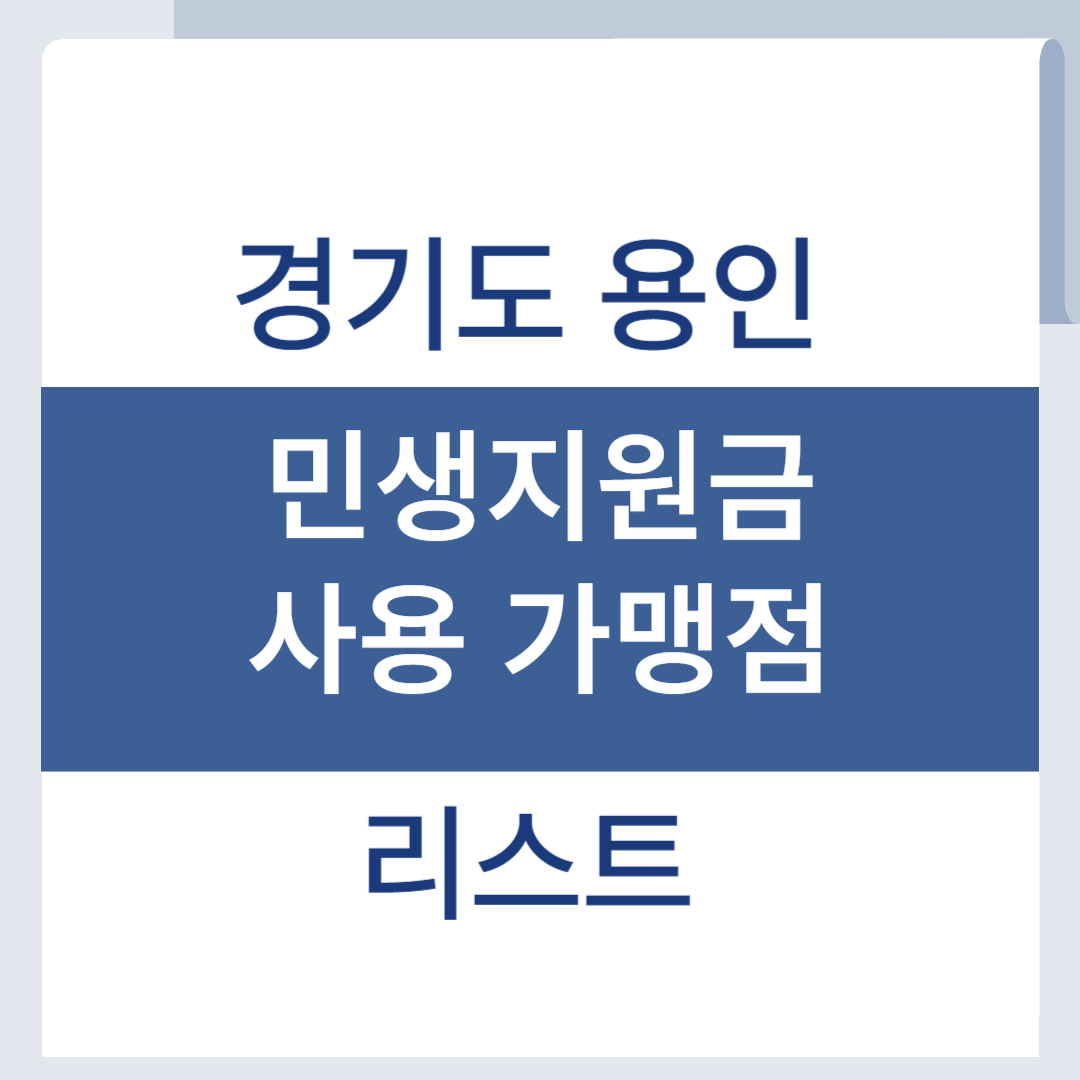 용인 민생회복지원금 사용처 조회 리스트