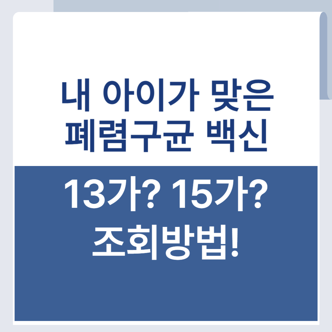 폐구균 접종 백신 조회 방법 13가 15가 폐렴구균