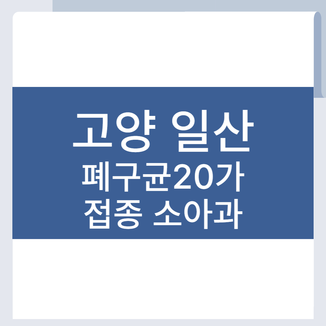 고양 일산 폐구균 20가 백신 접종 병원 소아과 폐렴구균 PCV20